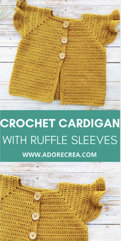 Ruffle Sleeve Crochet Baby Cardigan – FREE CROCHET PATTERN — All ...
